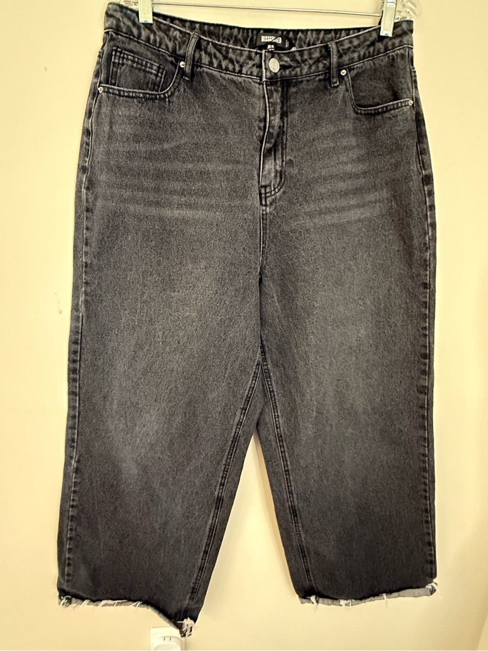 Misguided black cropped distressed jeans grunge goth trendy SZ 12